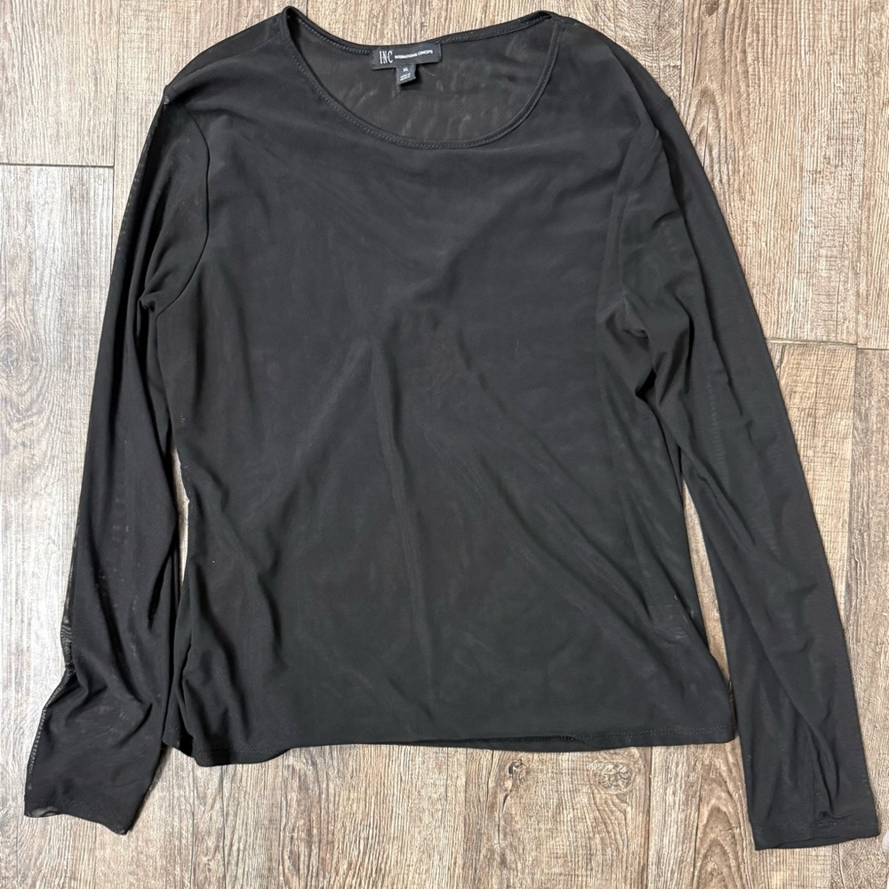 INC Black Long Sleeve Top